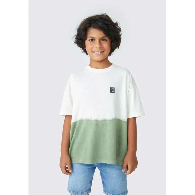 Camiseta Infantil Menino Manga Curta Oversized - Off white 014