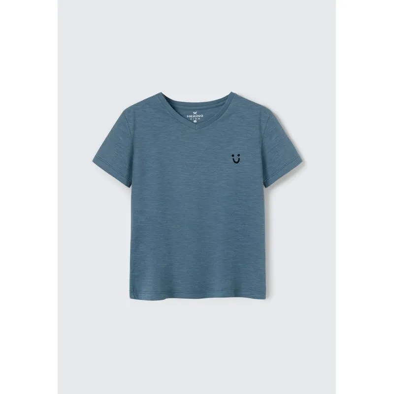 Camiseta Básica Infantil Menino Toddler Com Decote V - Azul 001