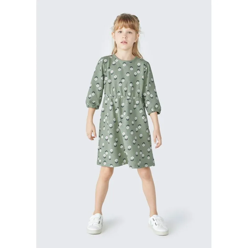 Vestido Curto Infantil Com Mangas 7/8 - Verde 014