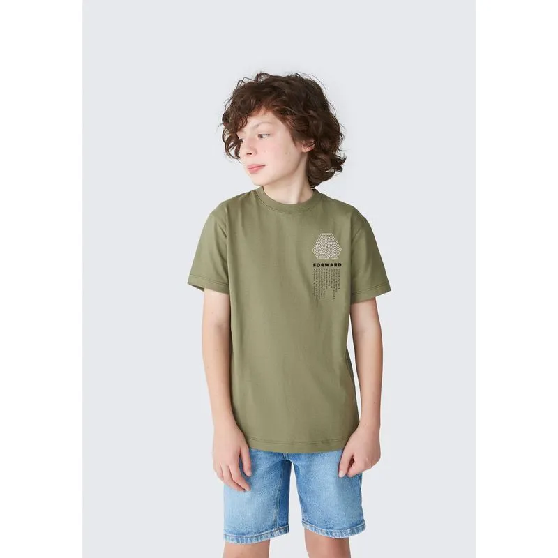Camiseta Infantil Menino Manga Curta Com Estampa - Verde 012