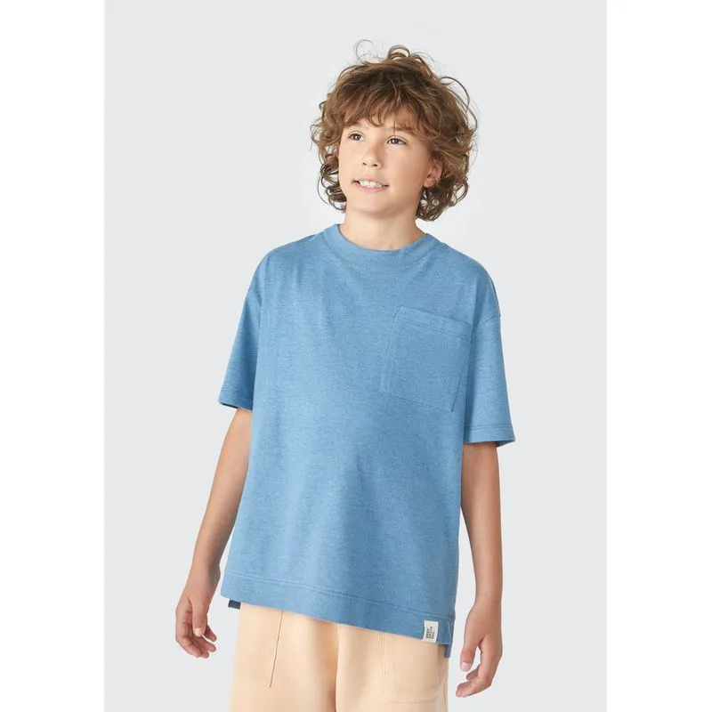 Camiseta Infantil Menino Manga Curta Com Bolso - Azul 008