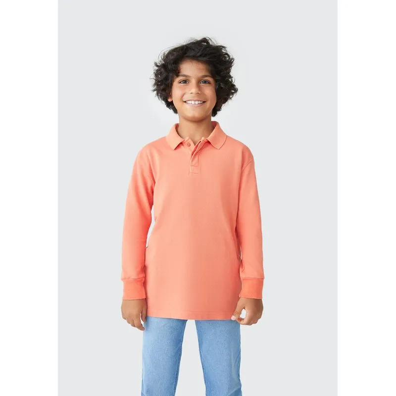 Camisa Polo Infantil Menino Manga Longa - Laranja 014