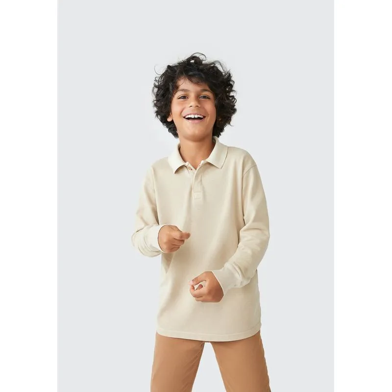 Camisa Polo Infantil Menino Manga Longa - Bege 006