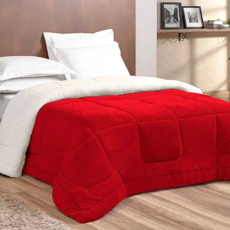 Coberdrom Dupla Face Casal Padrão Sherpa / Soft 2,40m x 2,20m Cinza