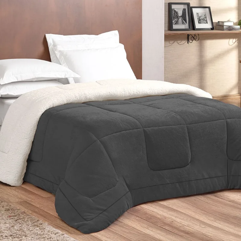 Coberdrom Lilás Dupla Face Casal Sherpa / Soft 2,40m x 2,20m