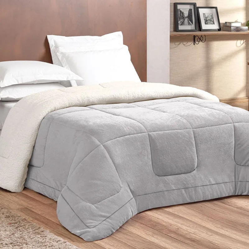 Coberdrom Dupla Face Casal Padrão Sherpa / Soft 2,40m x 2,20m Preto