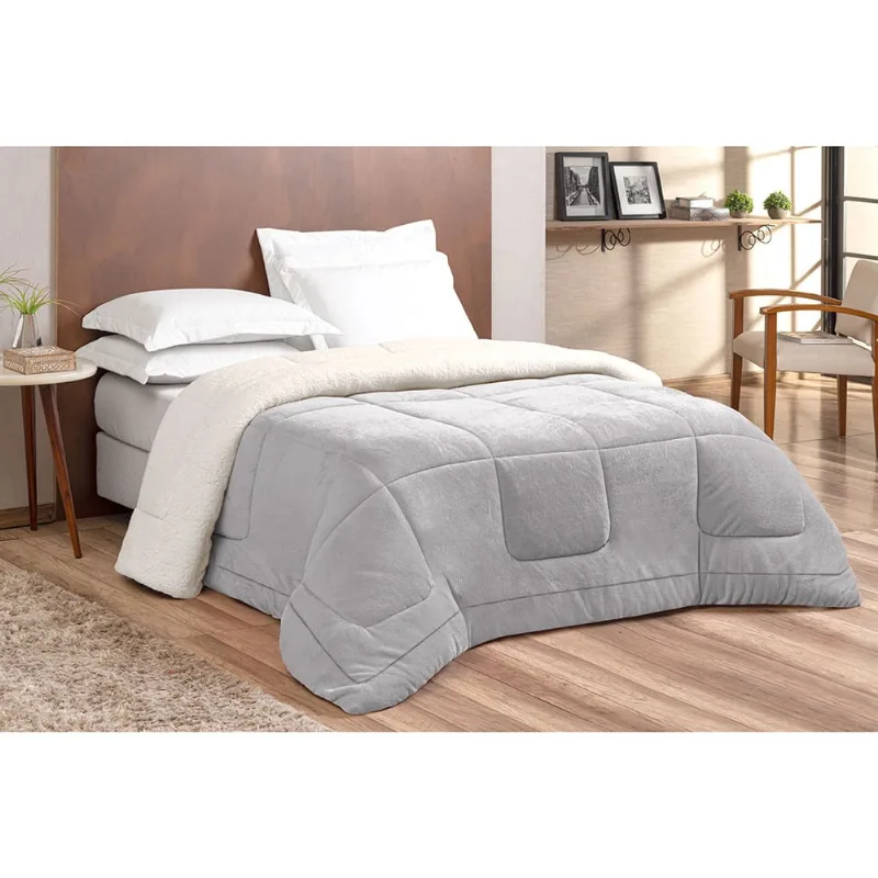 Coberdrom Dupla Face Casal Queen Sherpa / Soft 2,50m x 2,40m Tabaco