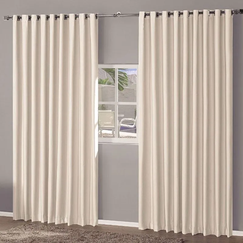 Cortina Blecaute de Tecido Palha 2,70m x 1,80m para Varão de até 2 Metros