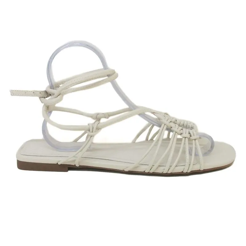 Sandalia rasteira amarração couro off S 21175 0126 0003 schutz