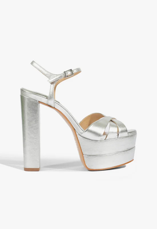 Keefa High Sandal 7 / Silver / Metallic Leather