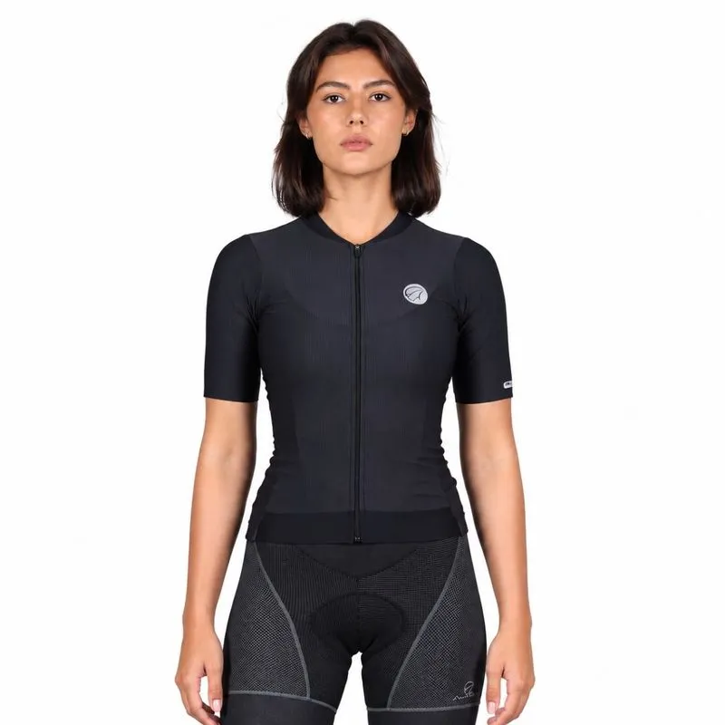 Camisa ciclismo feminina Mauro Ribeiro Fiber 2.0 slim preta G / Preto
