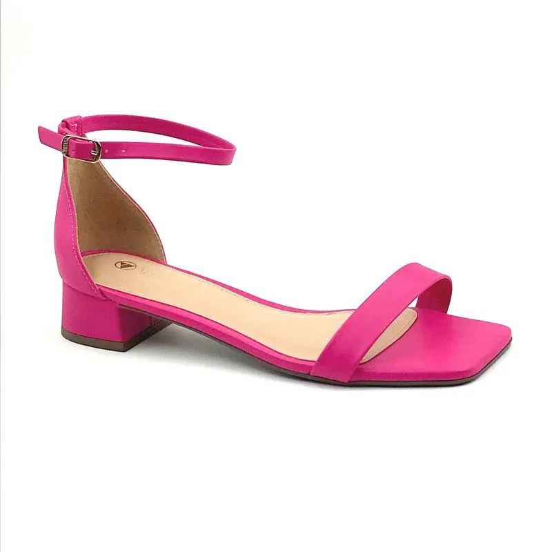 Sandália Via Uno Pink Salto Baixo 806005