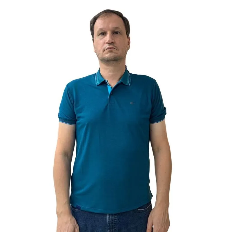 Camisa Sallo Gola Polo Slim Azul 7485