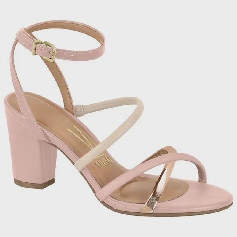 Sandalia Vizzano Salto Grosso Tornozelo Tiras Rosa 6262.1001