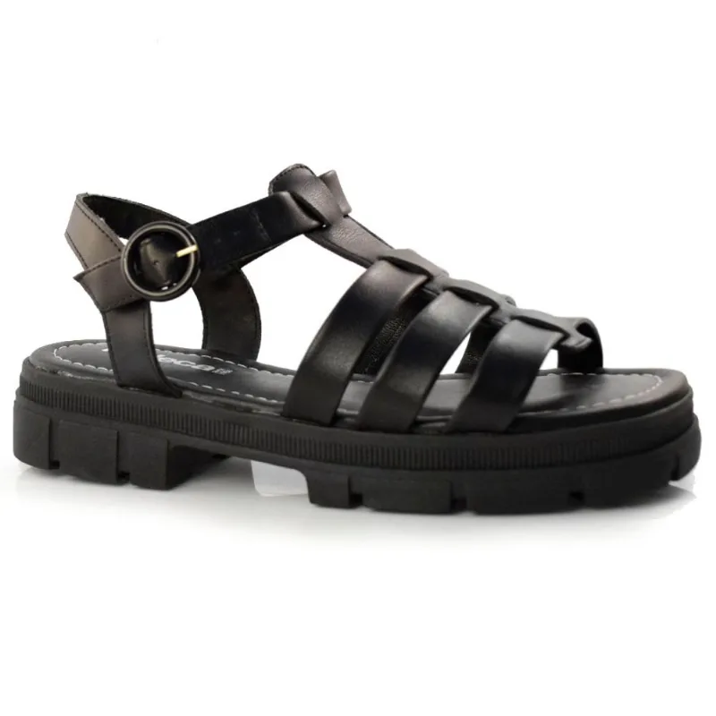 Sandália Fisherman com Salto Baixo Moleca Preto 5475.102.9569 36