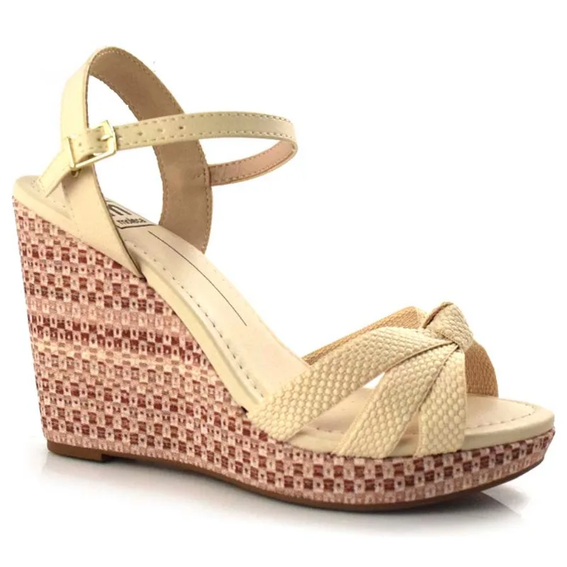 Sandália Anabela Feminina Moleca Off White 5411.1127.17426 33