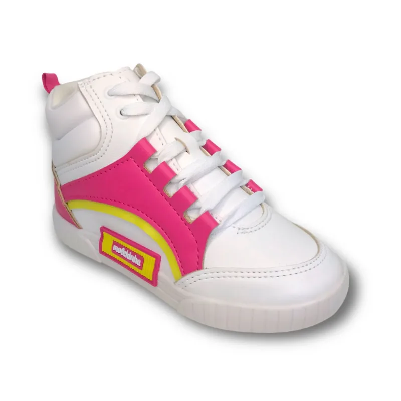 Tênis Menina Molekinha Napa Branco/Rosa/Amarelo 2544.217