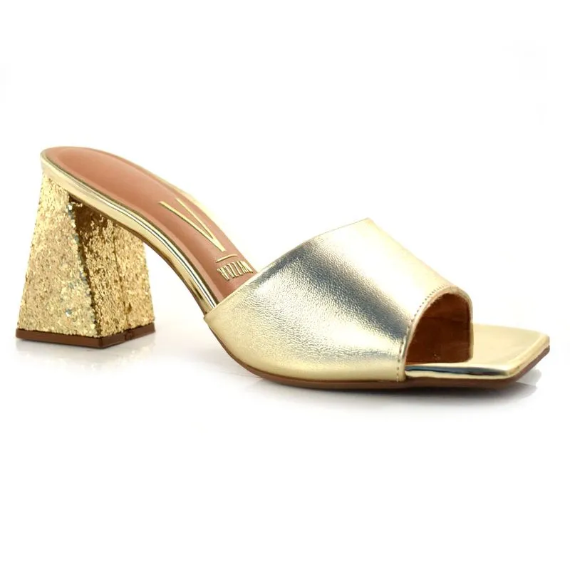 Tamanco Dourado com Salto Bloco Vizzano Dourado 6464.100.25178 34