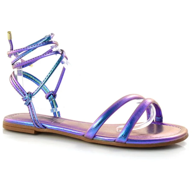 Sandália Rasteira de Amarração Vizzano Roxo 6371.145.25195 38