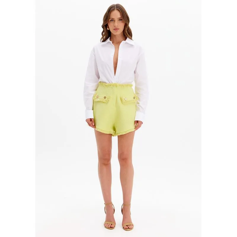 Short Evasê Com Aplicação Verde P
