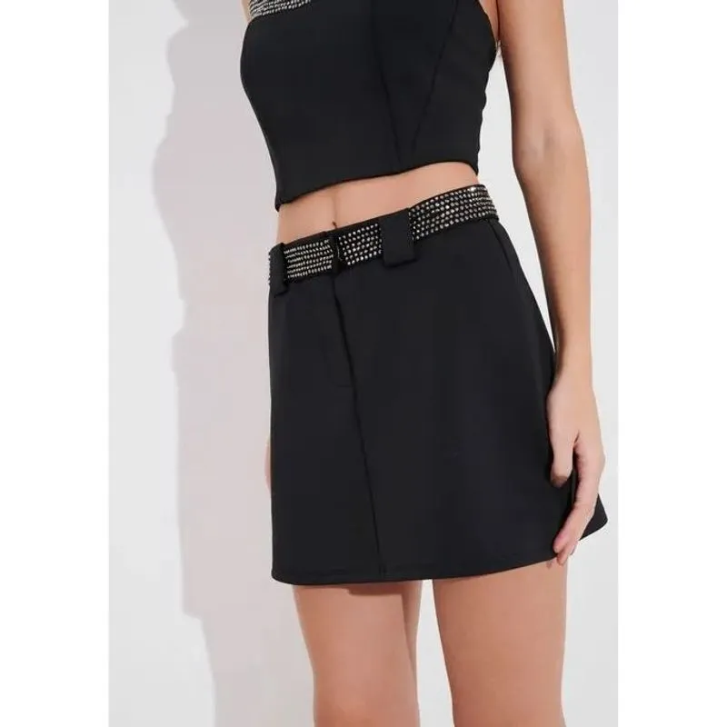 Saia curta com strass myft feminino