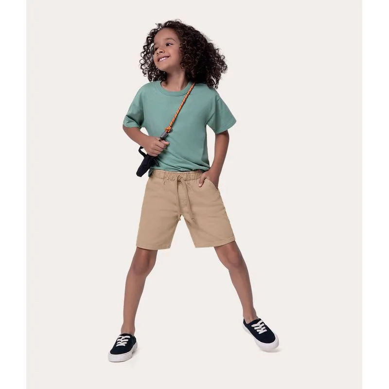 Bermuda Infantil Menino Sarja Com Elastano Malwee Kids Marrom - 2