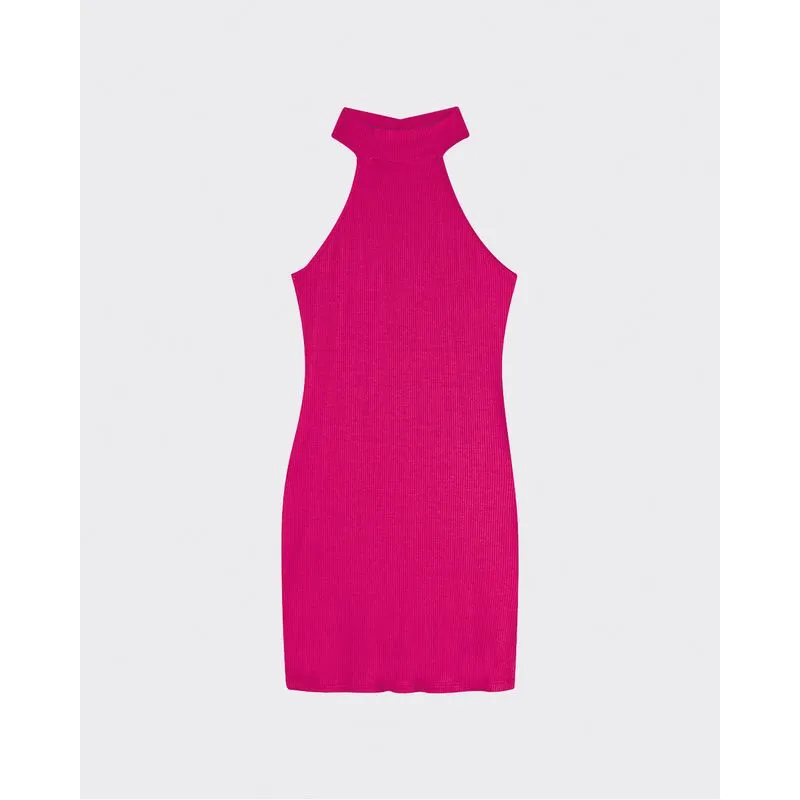 Vestido Justo Feminino Frente Única Em Malha Canelada De Viscose - ENFIM Rosa - GG