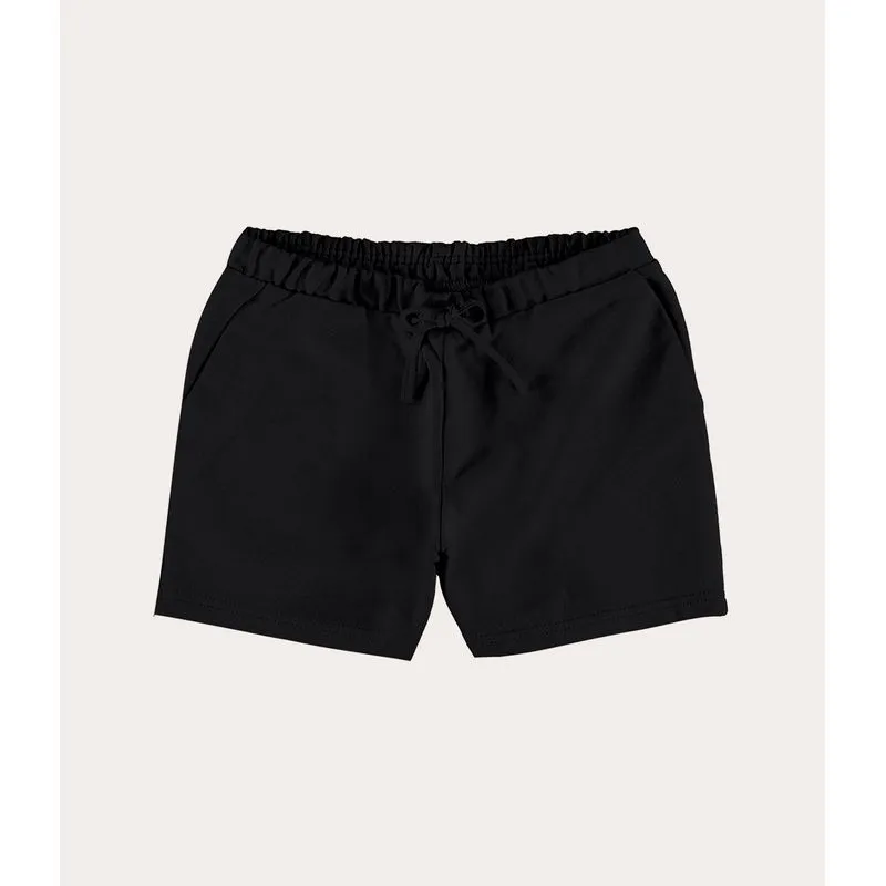 Shorts Infantil Menina Com Bolsos Em Moletinho Leve Malwee Kids Preto - 10