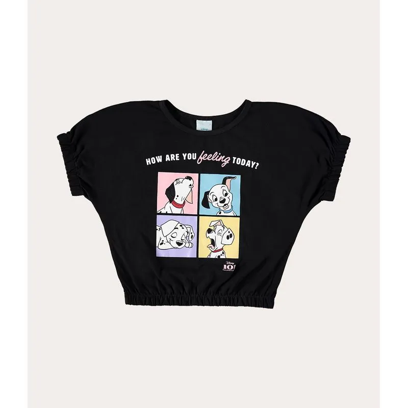 Blusa Infantil Menina Barra Elástica Clássicos Disney® Algodão Malwee Kids Preto - 6
