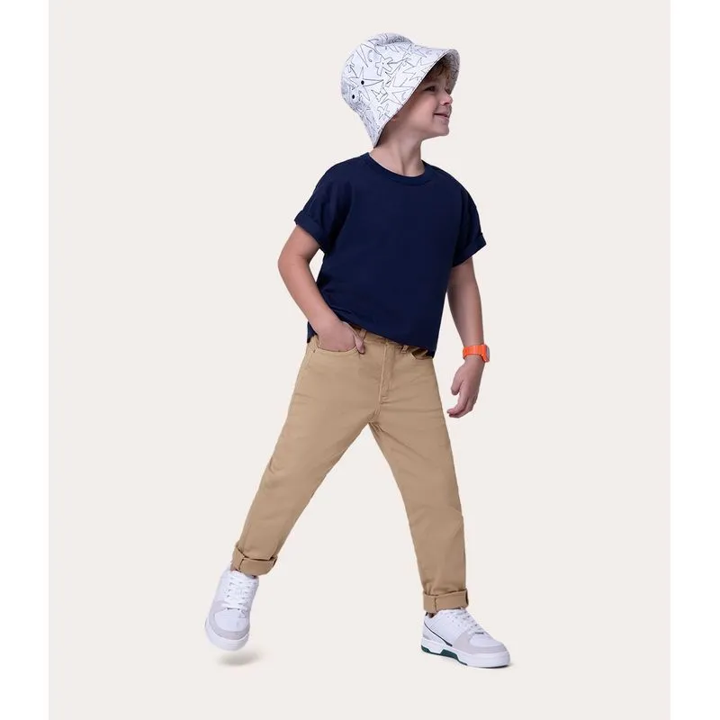 Calça Infantil Menino Skinny Em Sarja Com Elastano Malwee Kids Marrom - 12