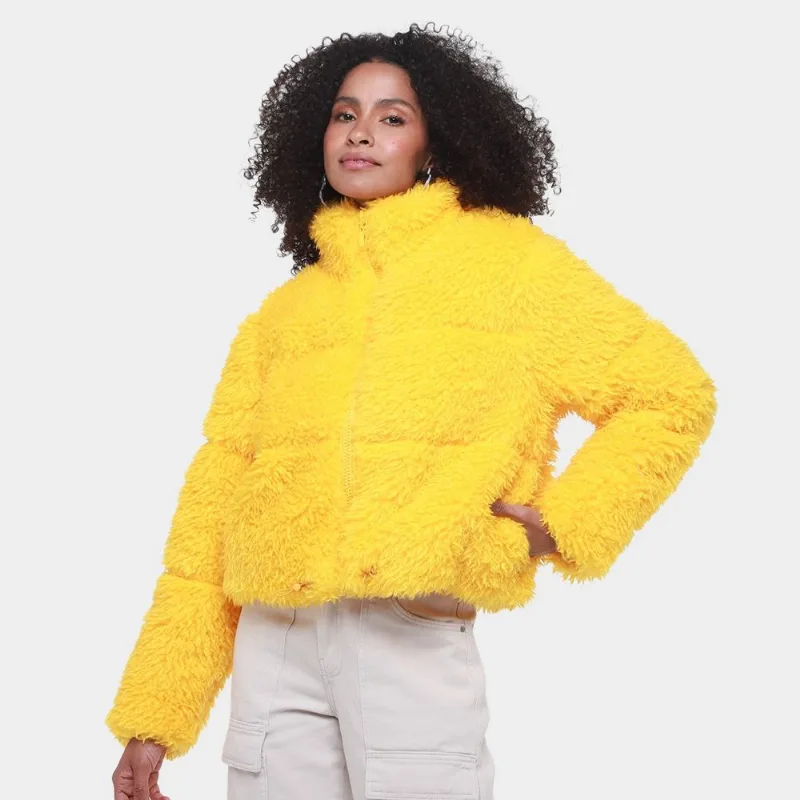 Jaqueta Colcci Peluciada Feminina - Feminino - Amarelo