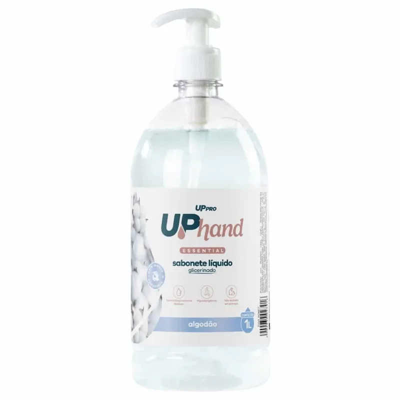 Sabonete Líquido Glicerinado 1l Algodão Up Hand C/ Pump Dispenser Uppro