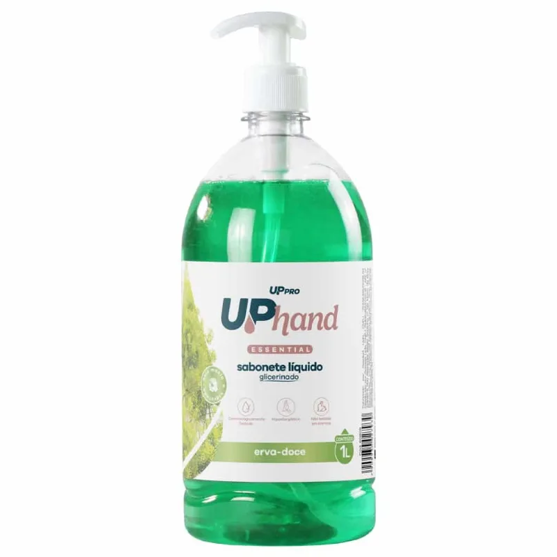 Sabonete Líquido Glicerinado 1l Erva Doce Up Hand C/ Pump Dispenser Uppro