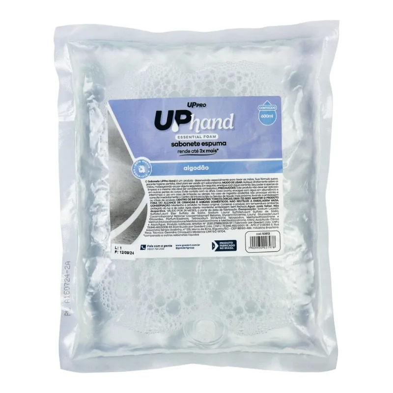 Refil Sabonete Espuma 600ml Algodão Up Hand Bag S/ Válvula - Uppro
