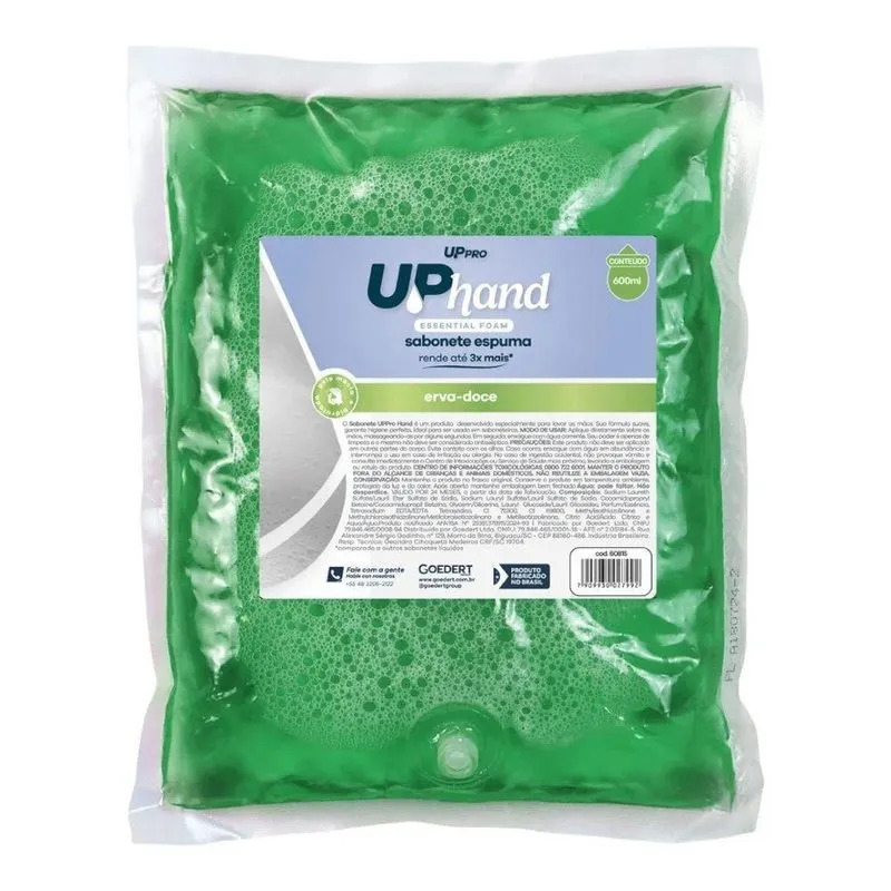 Sabonete Espuma Para Maos Refil Up Hand Bag Erva Doce 600ml Uppro Unico