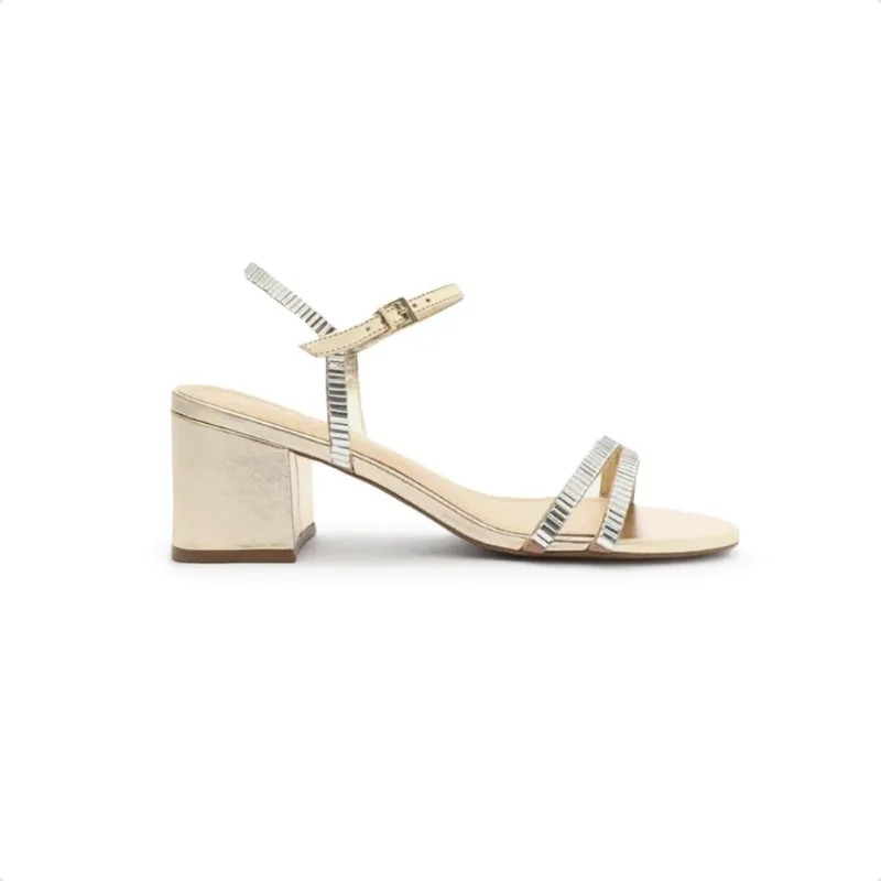 Sandália Arezzo Salto Bloco Pedraria Special Occasion 34 / Dourado / Prata