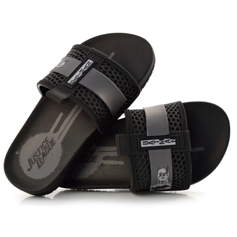 Chinelo Slide Infantil Liga da Justiça Grid Preto 22978 25