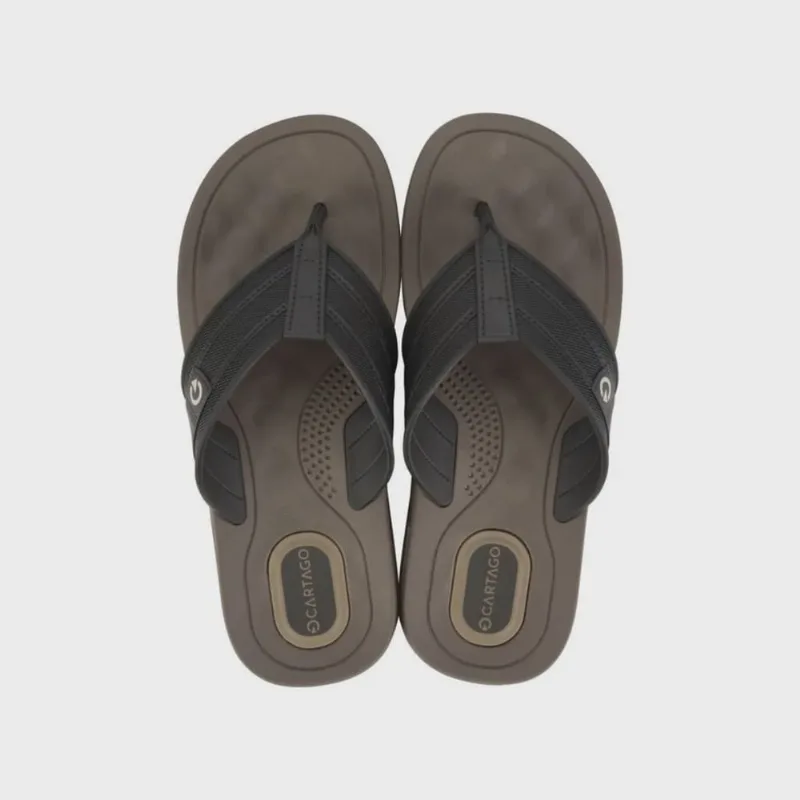 Chinelo Cartado Texas De Dedo Macio Masculino Marrom Preto