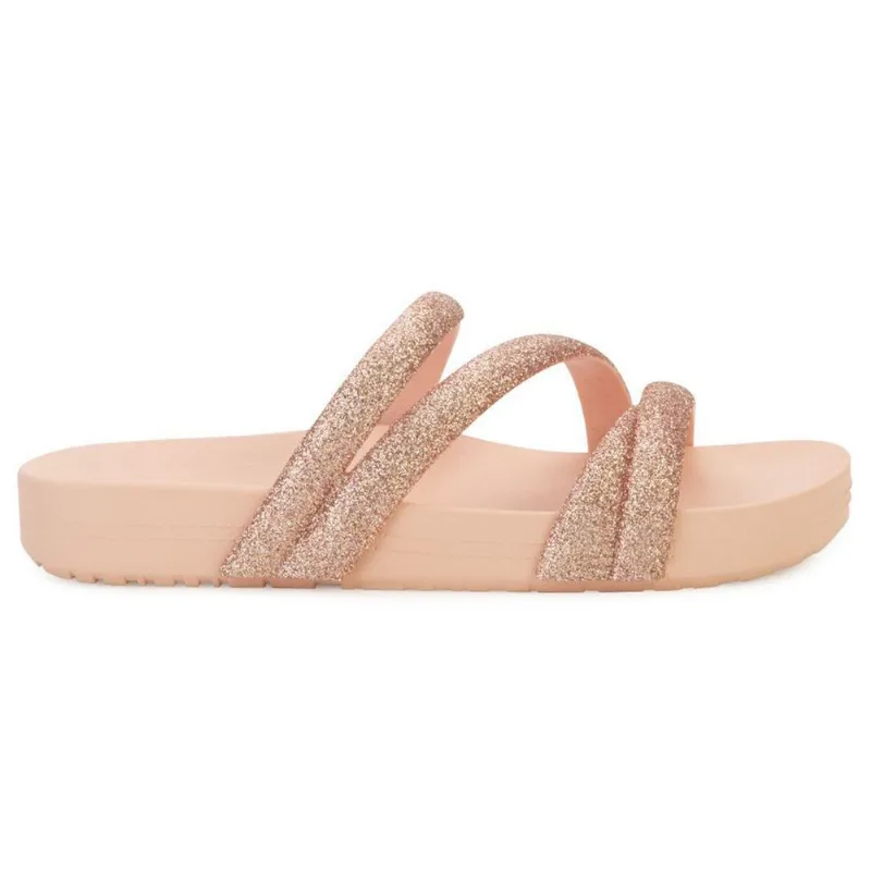 Papete Zaxy Slide Glitter Feminina Bege 35