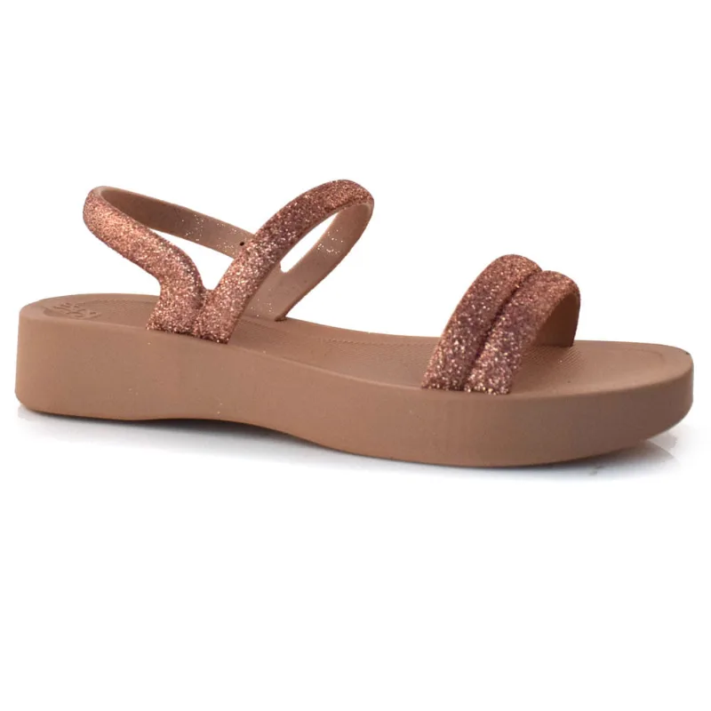 Sandália Flat Feminina Zaxy Glitter Rosa 19010 38