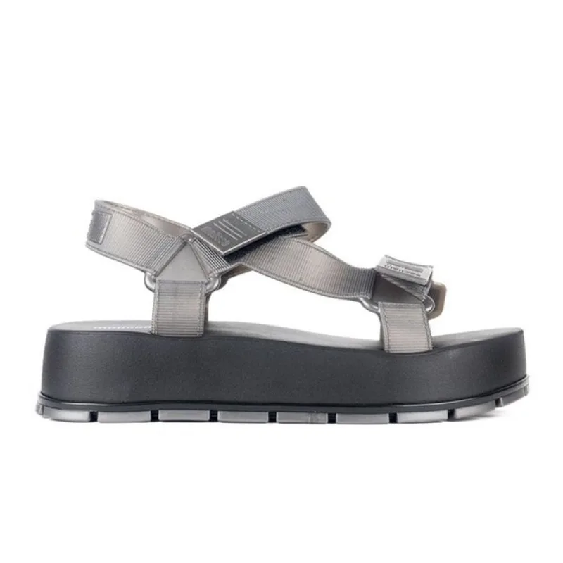 Sandalia Melissa Flowing Platform Cinza Preto 35 / Cinza/Preto