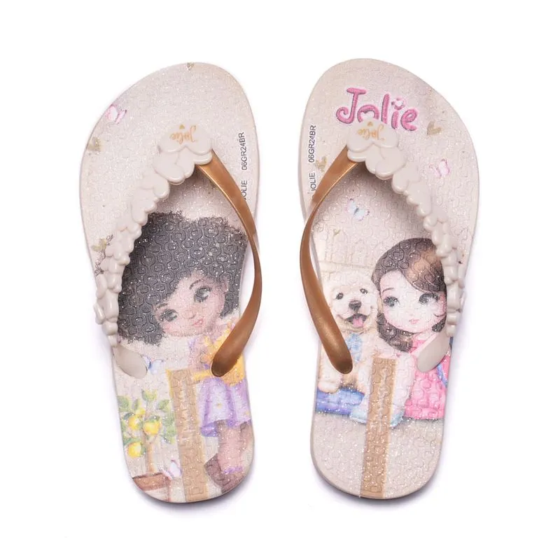 Chinelo Infantil Grendene Ipanema Jolie II Bege/dourado - 25
