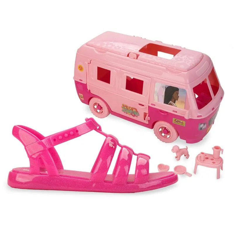 Sandália Papete Grendene Kids Barbie + Motorhome Infantil Rosa 23