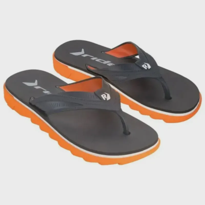 Chinelo Rider rw Plus Casual Conforto Masculino Laranja Cinza
