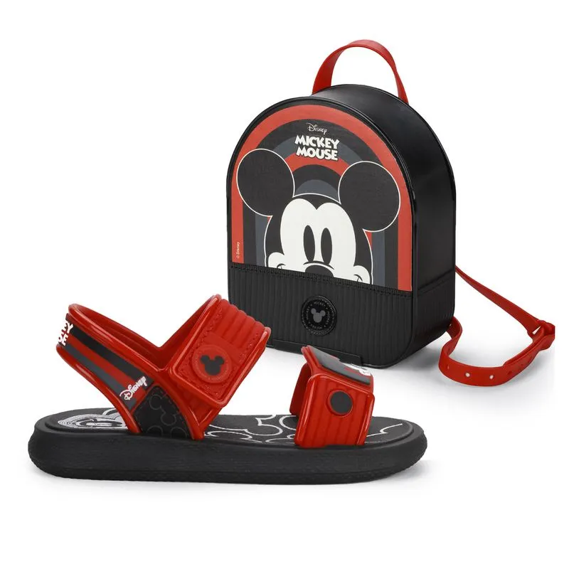 Sandália Papete Grendene Kids Mickey + Mochila Infantil Preta 22