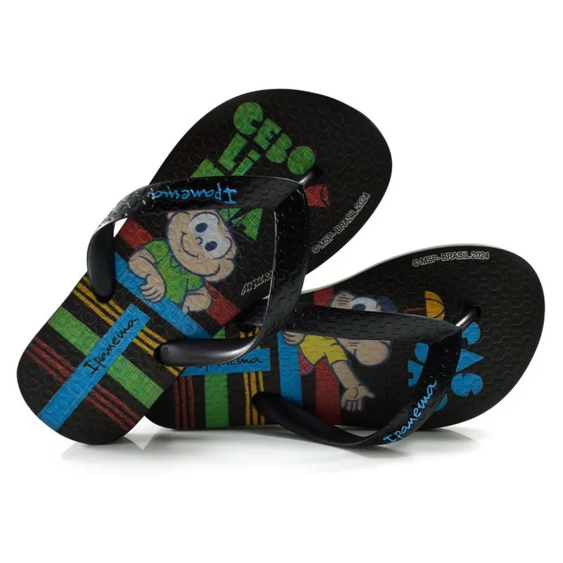 Chinelo Infantil Ipanema Turma da Monica do 23 ao 32 Preto 26790 OUT/24 23/24