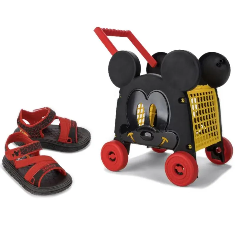 Sandalia Papete Grendene Kids Mickey Vermelha + Carrinho Infantil 17