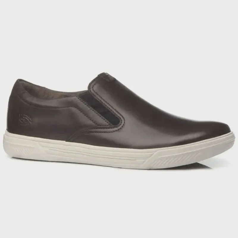 Sapatênis Masculino Slip On Couro Chocolate Pegada 110402-02