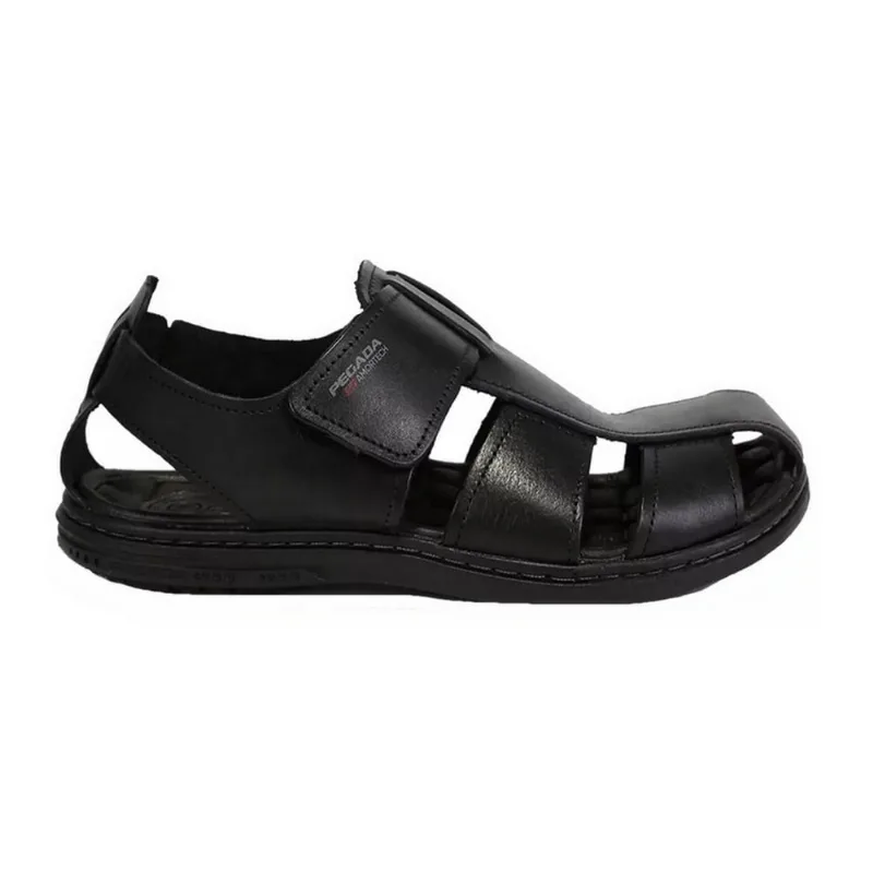 Sandália de Couro Pegada Masculina c/ Amortech 131287 Preto