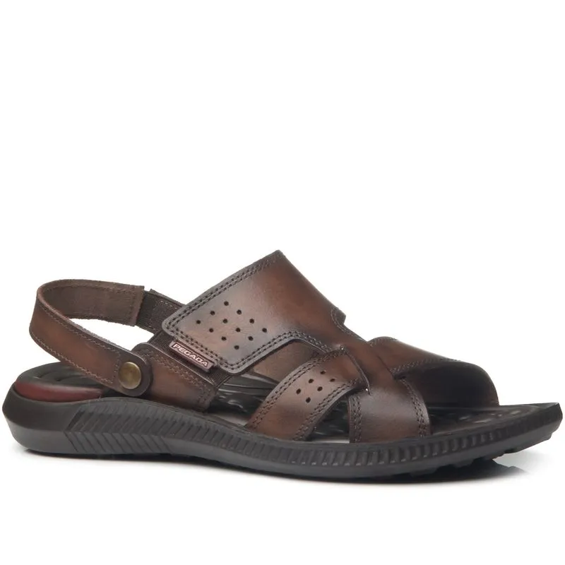 Sandália Pegada Masculina em Couro Pinhão 133156-01 37